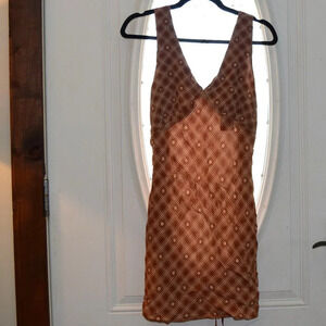 NWT Wild Fable Women's Woven Copper Check Slip Dress Size M
